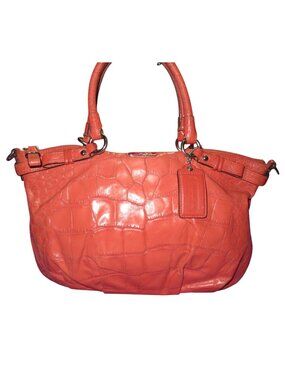 COACH 2013 Madison Lindsey Coral Croc Embossed Crossbody Satchel Full Zip 1941